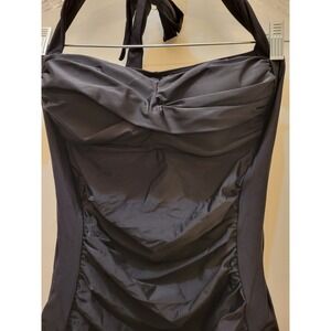 Marinavida Womens Black Ruched Halter One Piece Swimsuit Padded Small New 103‎
